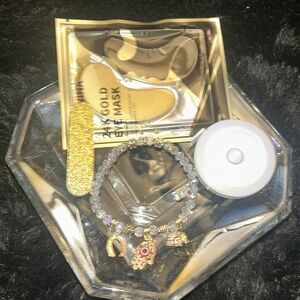 Bracelet Bundle~Clear & gold bracelet, eye mask,mini file & White Measuring tape
